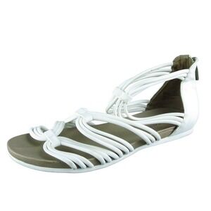 Adam Tucker Stella Women Strappy Sandal Shoes Size 9 Medium White Synthetic‎